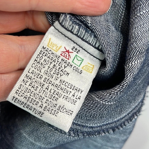 VINTAGE Cotton Ginny Pinstriped Denim Blazer Dark Wash Single Breasted Size XL - Picture 10 of 12